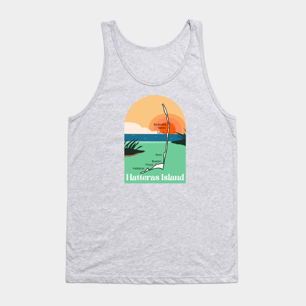 Hatteras Island Map Sun Tank Top by Trent Tides
